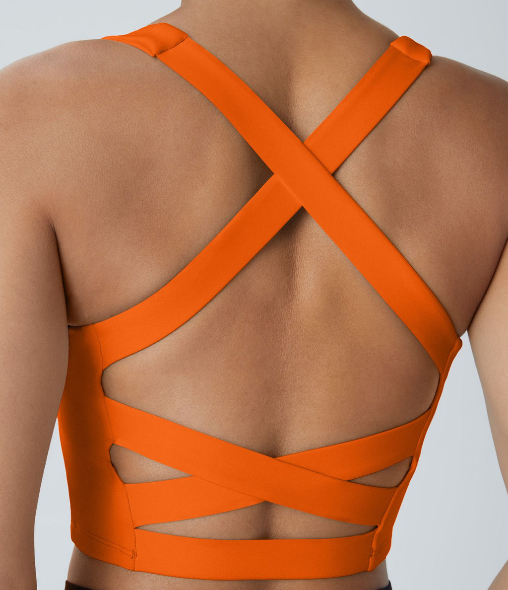 Débardeur yoga court SoftlyZero™ Airy col carré dos nu bretelles croisées effet frais InstantCool, bonnets A-C, protection solaire UPF50+