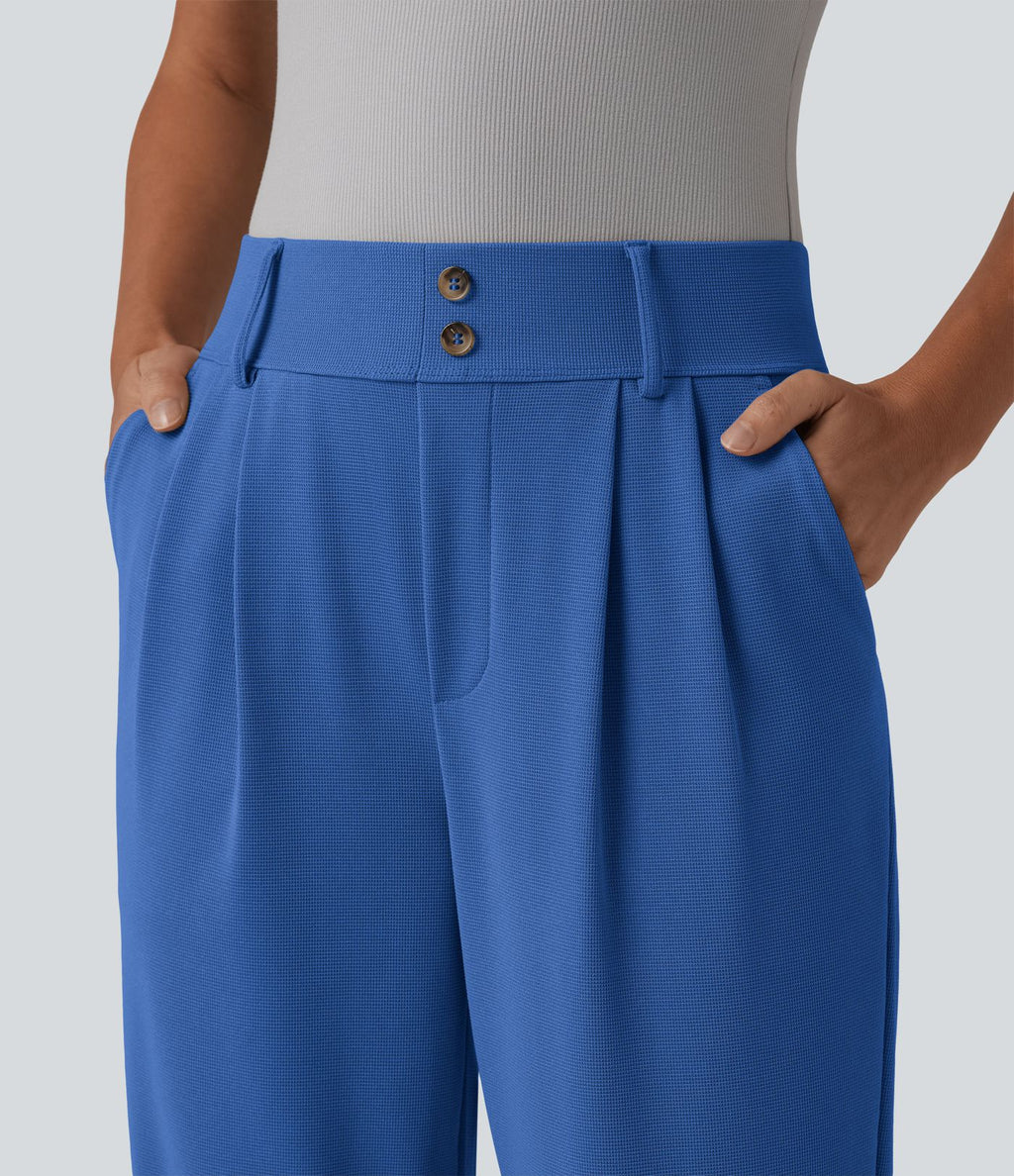 Halara Flex™ Pantalon tailleur fuselé taille haute en tissu gaufré avec poches