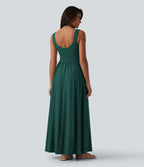 Robe longue fluide sans manches avec brassière intégrée (Bonnets E-G) et poches