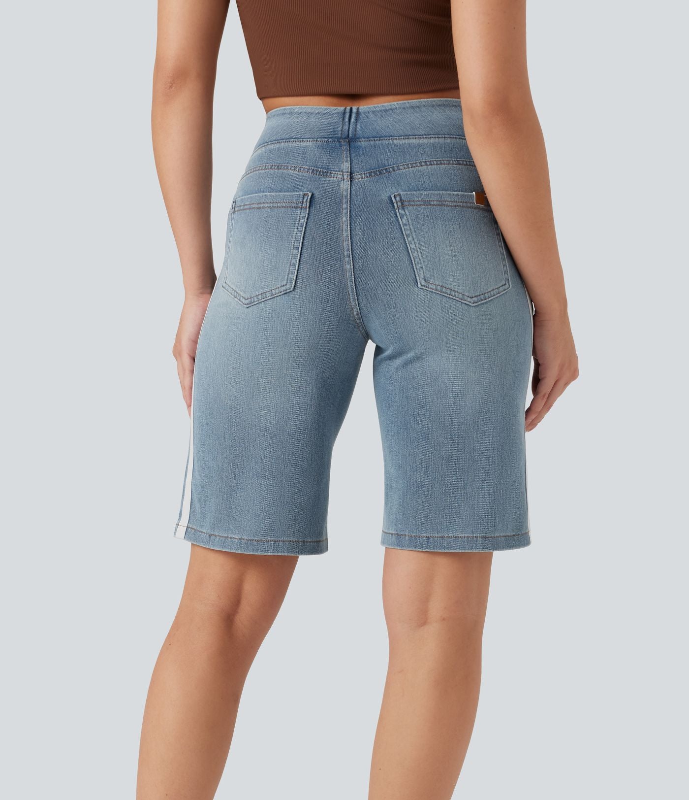Short baggy denim rayé délavé Halara Flex™ taille haute avec poches