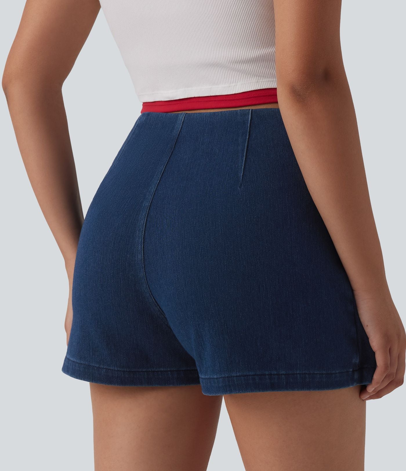 Halara Flex™ Skort micro-court en denim taille mi-haute