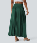 Jupe longue fluide froncée taille haute