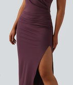 Robe midi décontractée col rond manches courtes