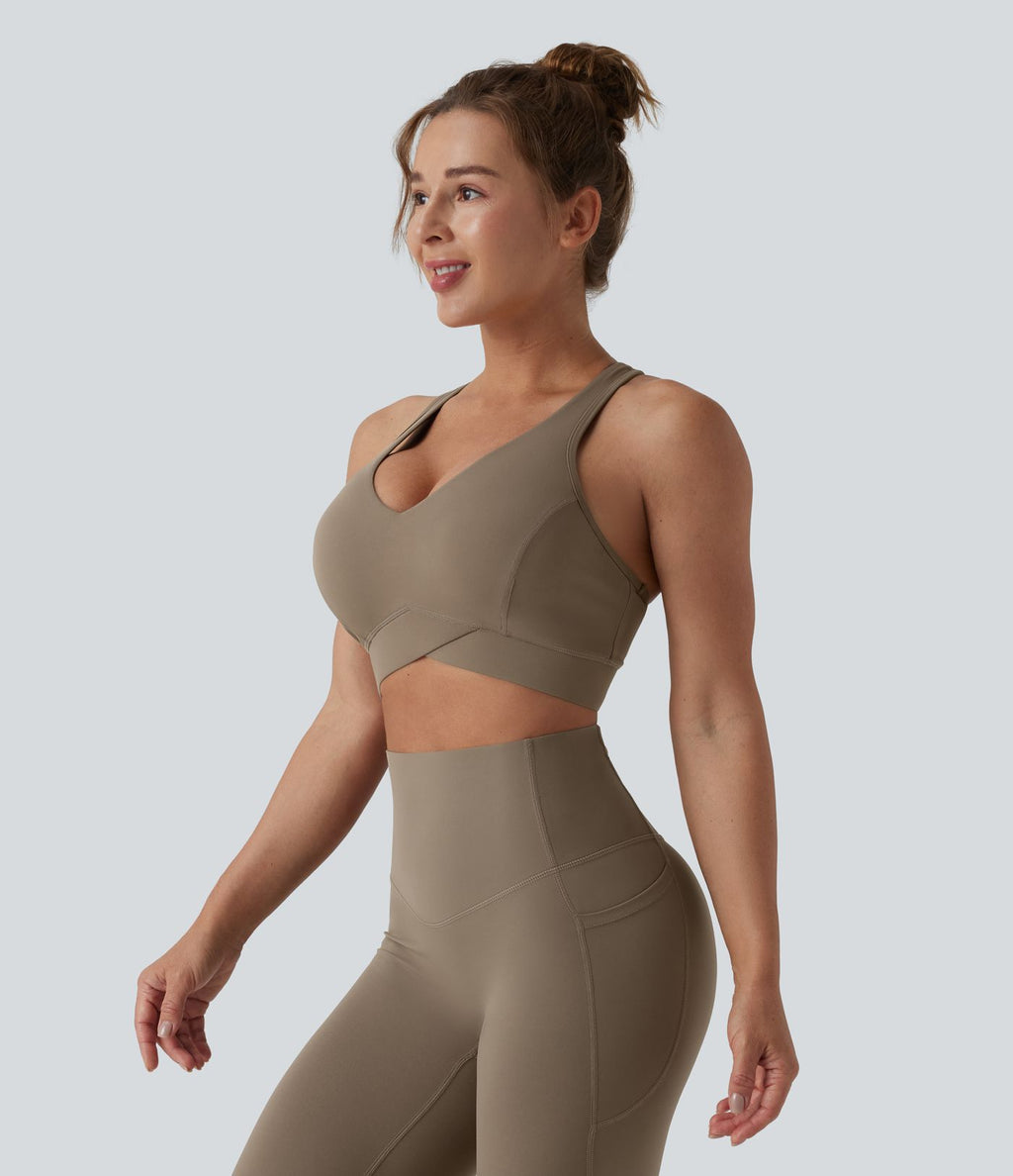 Brassière de sport running Halara UltraSculpt™ maintien léger col V dos nageur bonnets E-G