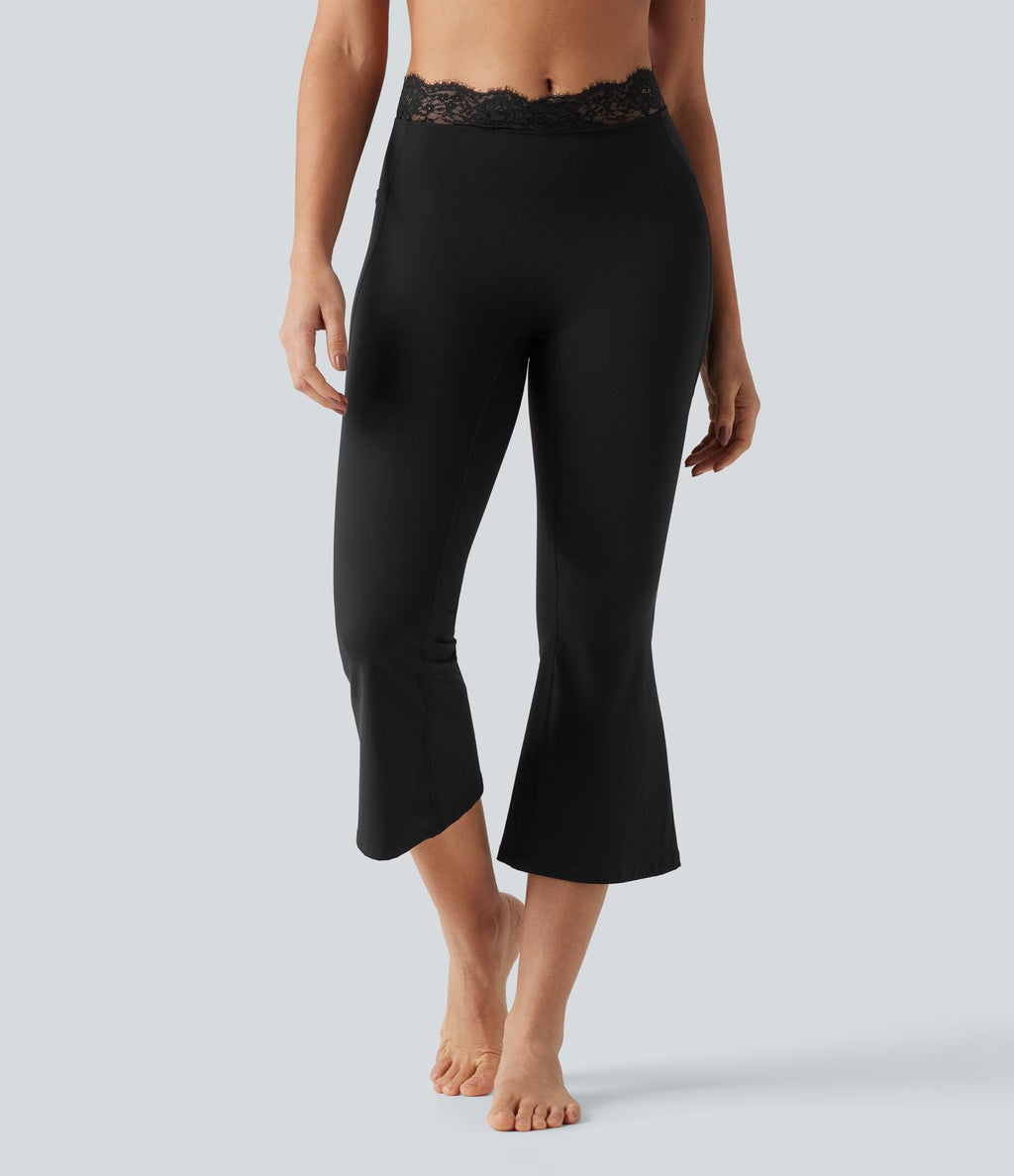 Legging de yoga flare Halara UltraSculpt™ longueur mollet avec dentelle contrastée et poches