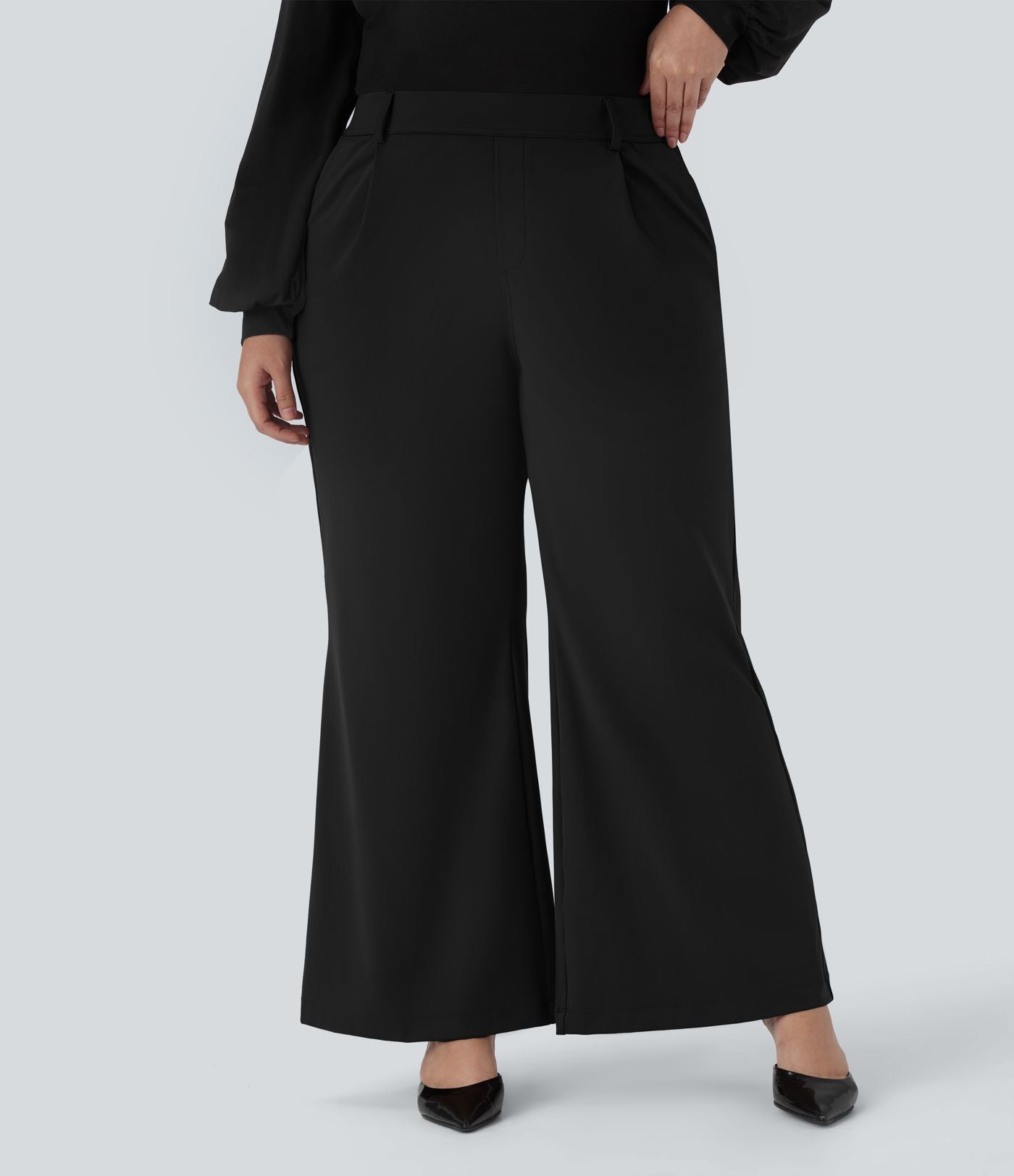 Pantalon tailleur évasé grande taille taille haute Halara Flex™ DayStretch avec poches