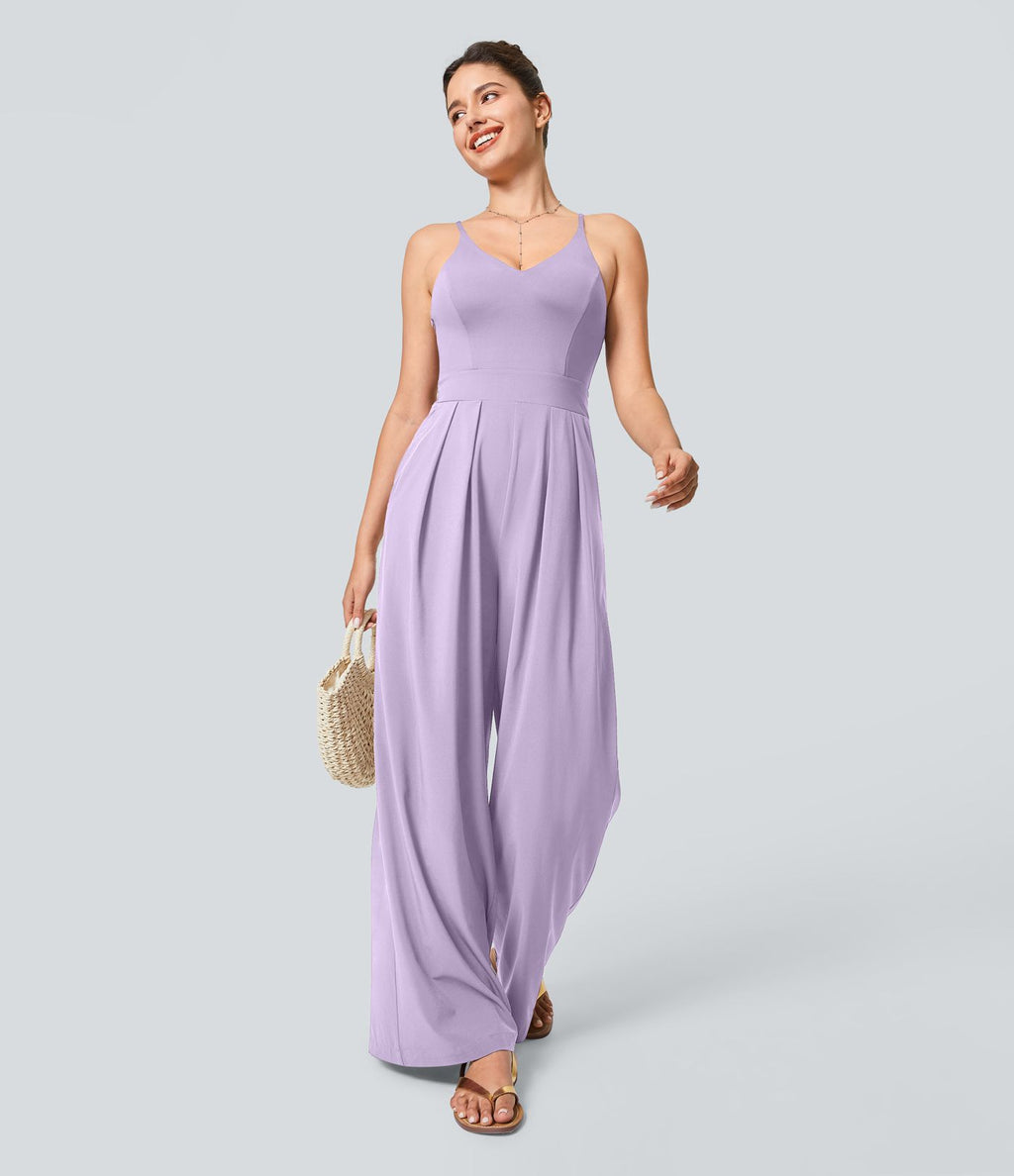 Breezeful™ Combinaison Dos Nu Poche Zippée Invisible Sur le Côté Jambe Large Séchage Rapide