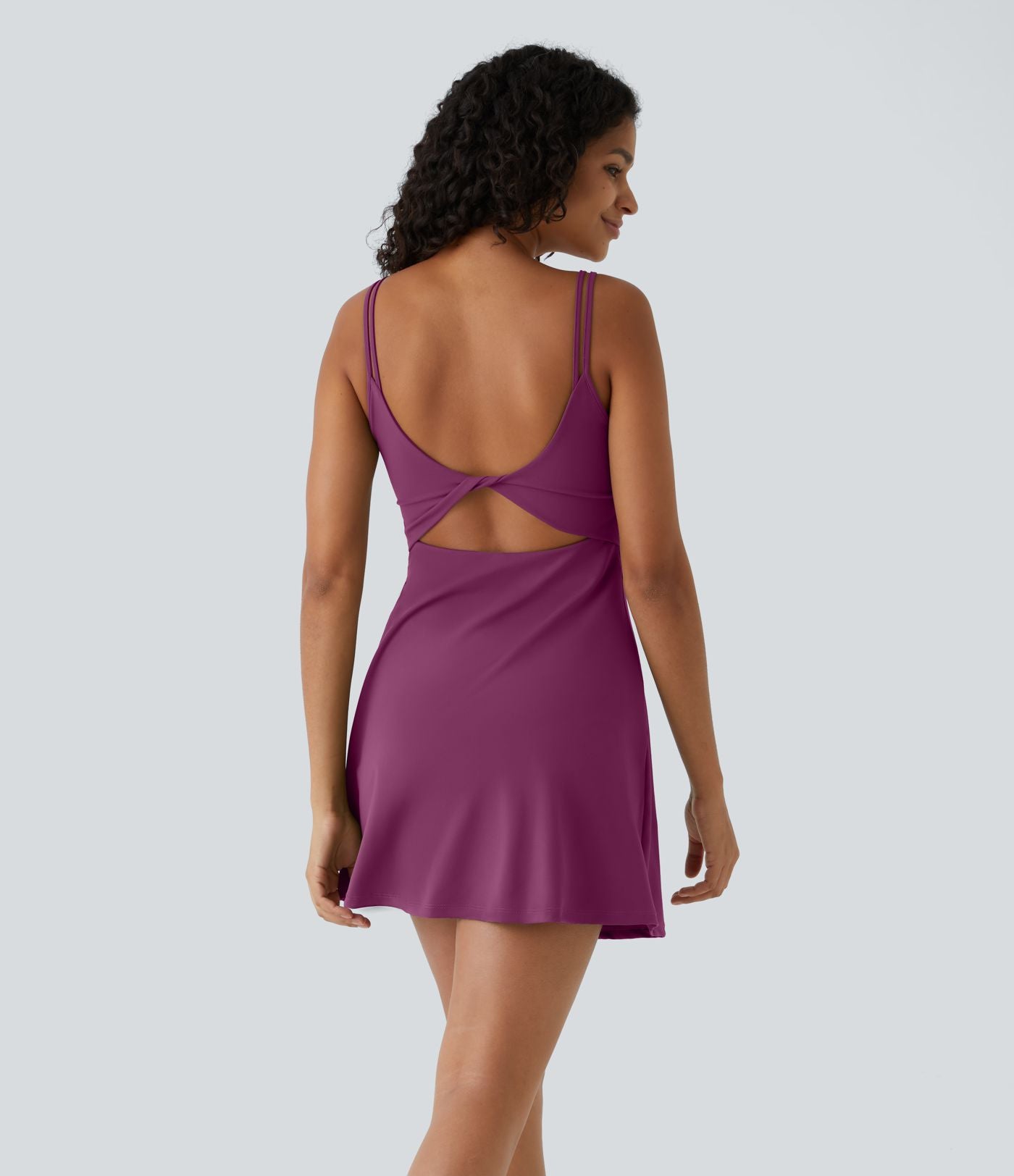 Robe de sport danse 2-pièces SoftlyZero™ Plush double bretelles caraco avec poche A-D