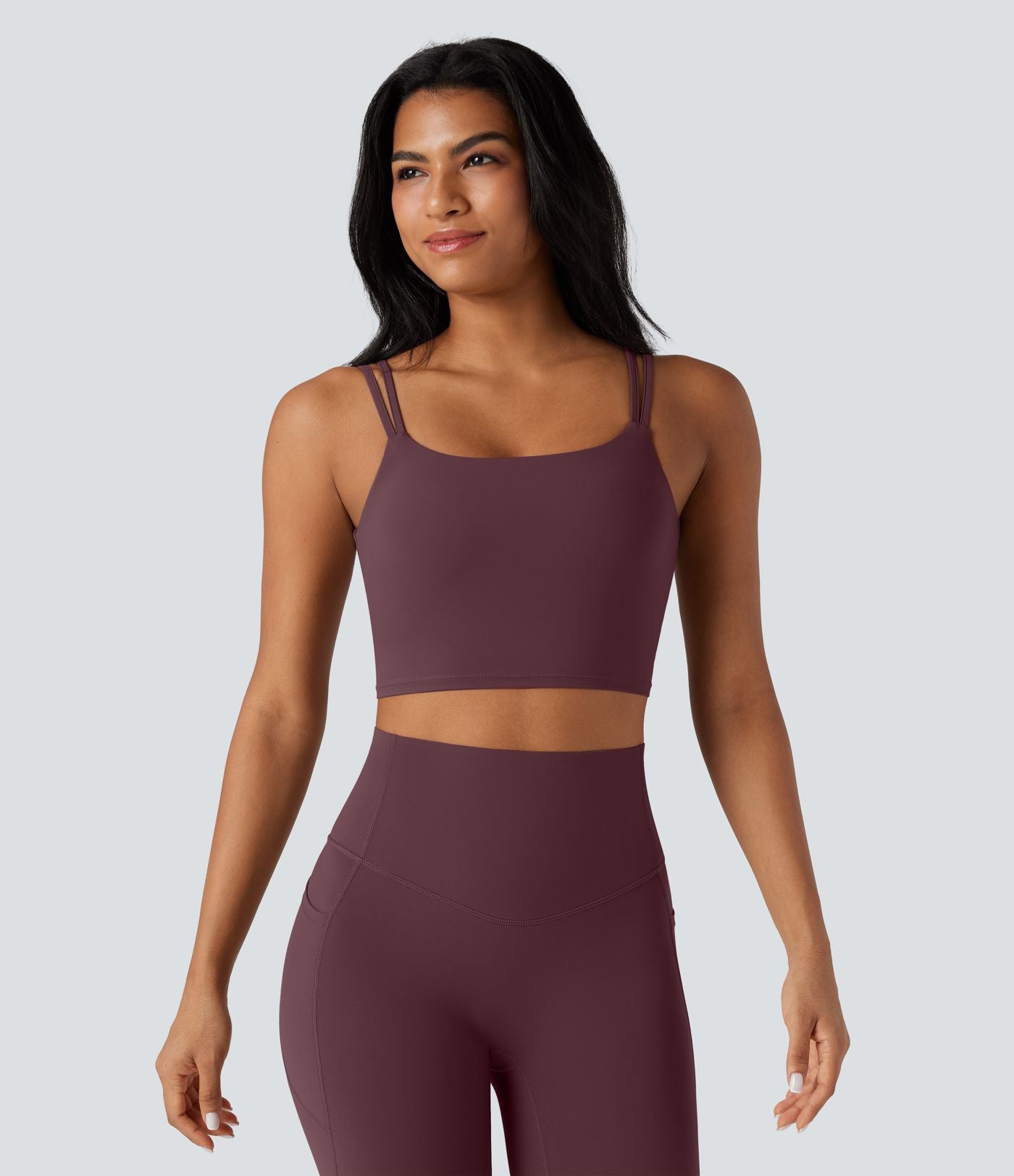 Débardeur yoga court Halara UltraSculpt™ double bretelles torsadé dos nu