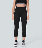 Legging capri yoga taille haute froncé effet push-up sans couture OneForm Seamless Flow