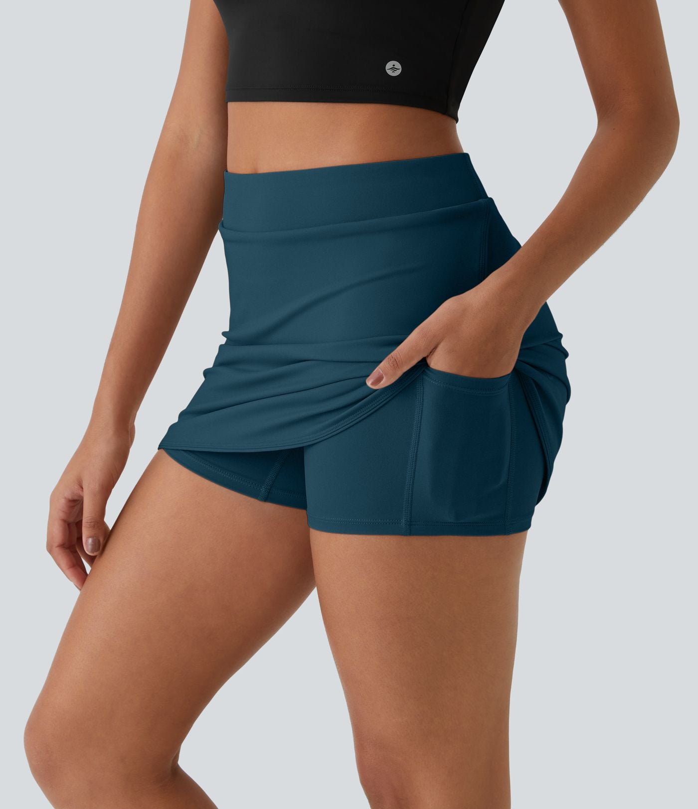 Quotidien Jupe Golf Micro Mini 2-en-1 à Taille Haute avec Poches Latérales - Clarity