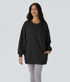 Sweat-shirt décontracté en polaire, col rond, manches longues, poches latérales, coupe oversize