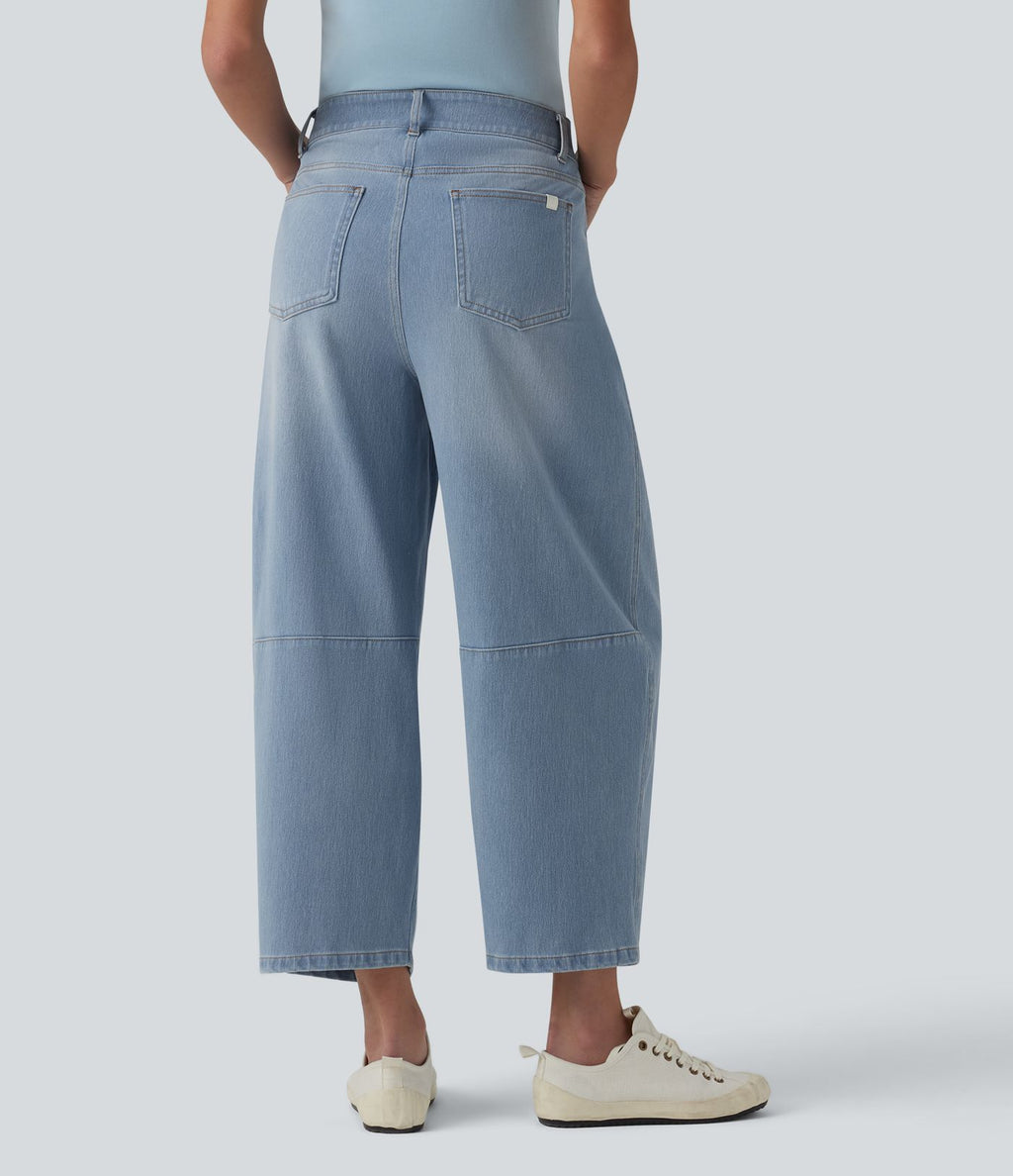 Jean Barrel 7/8 taille basse Halara Flex™ avec poches zippées