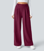 Pantalon Tailleur Large Fluide Halara Flex™ Gaufré Taille Haute Poches Latérales