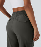 Pantalon cargo de danse taille haute avec cordon de serrage et poches multiples