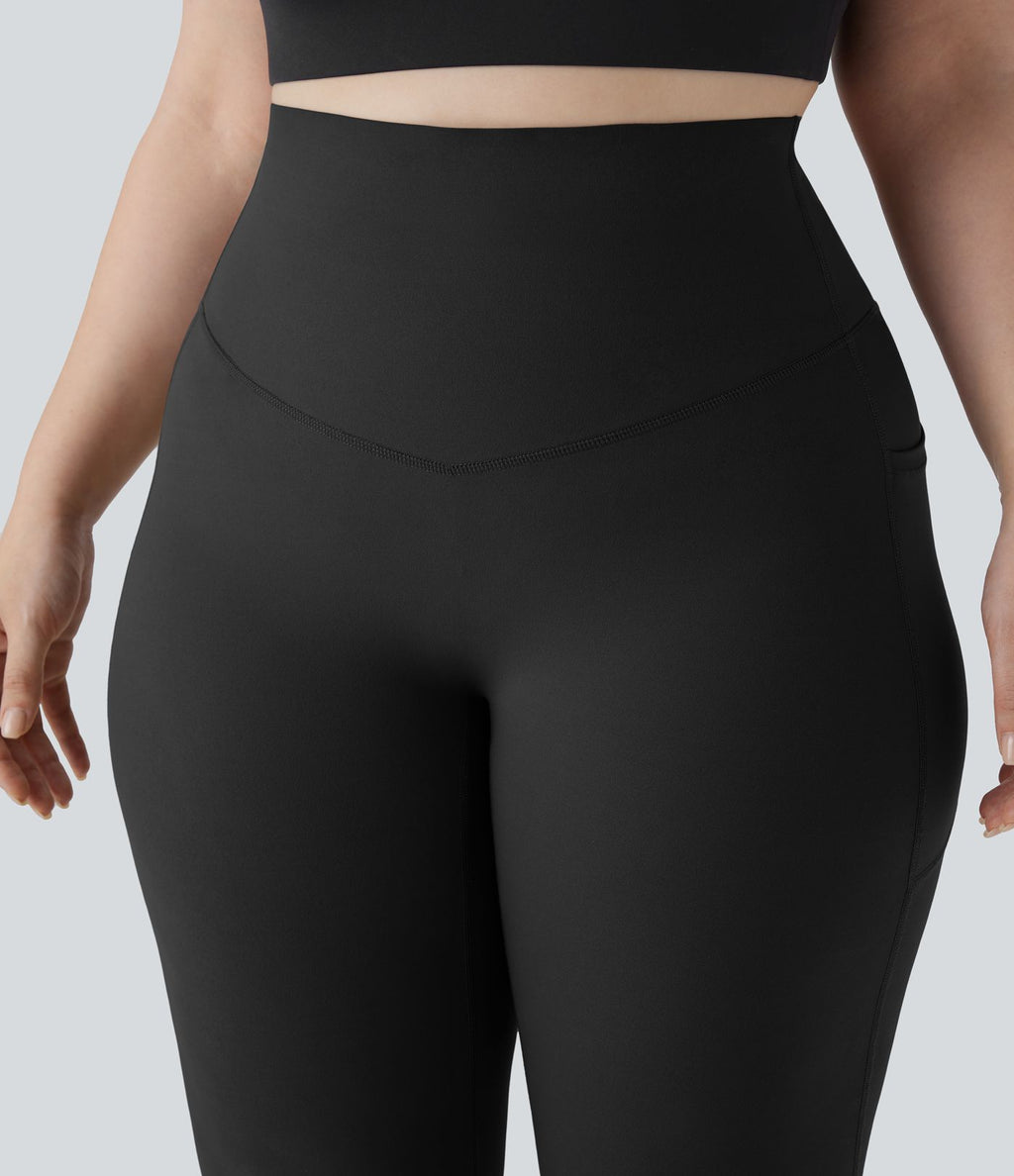 Pantalon de yoga à coupe bootcut gainant taille haute grande taille avec poches Halara UltraSculpt™