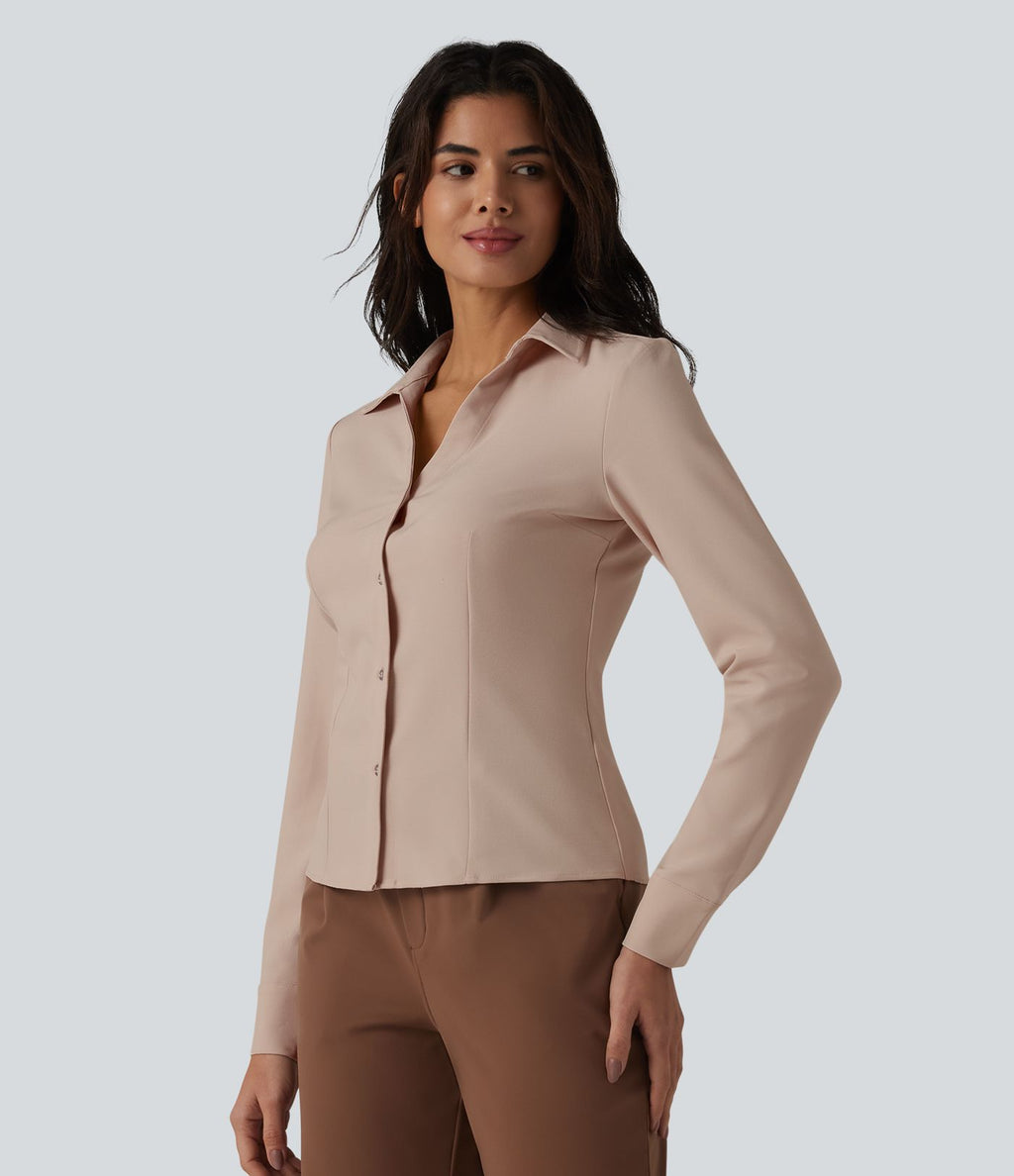 Chemise tailleur à col et manches longues avec braguette boutonnée