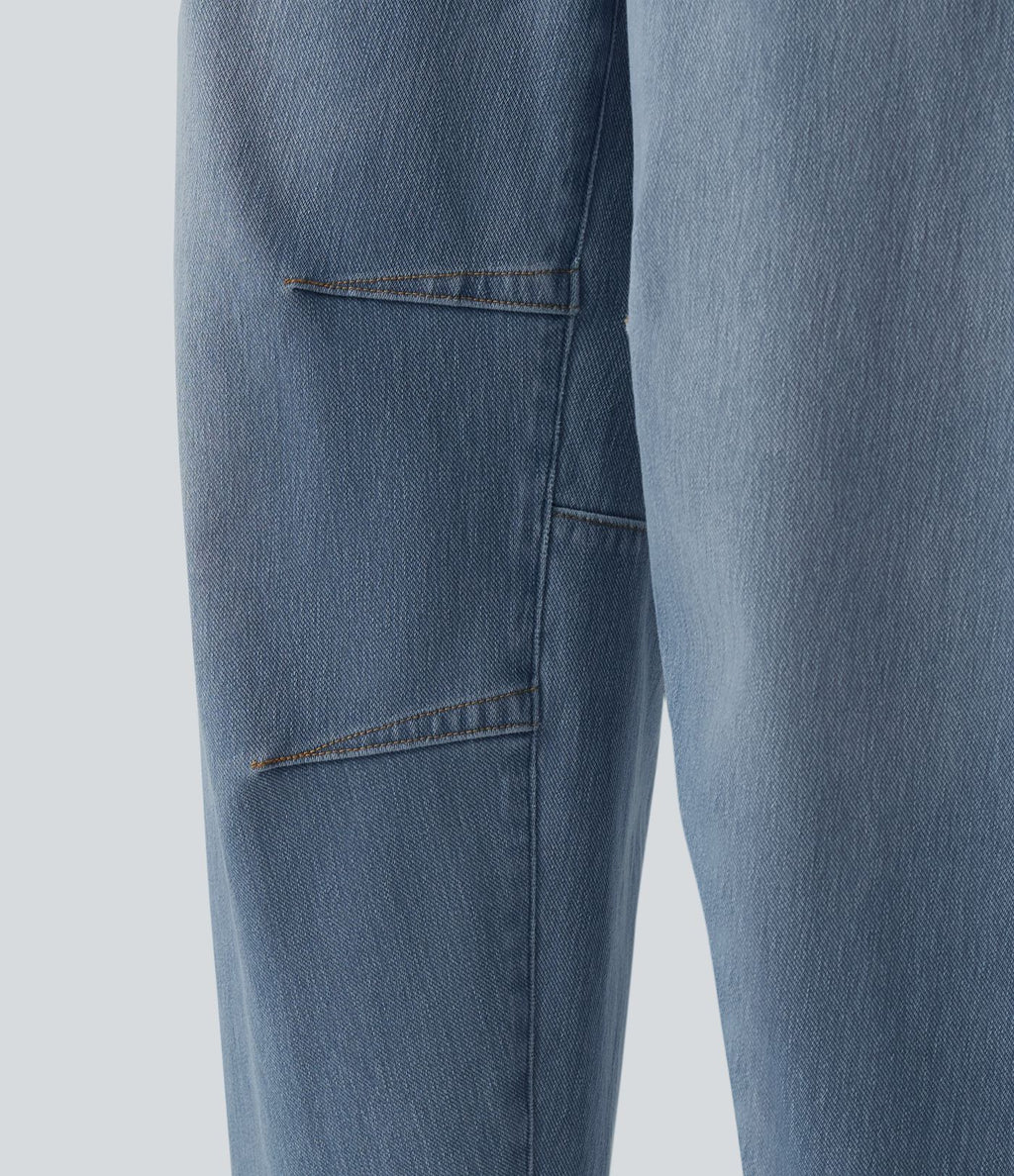 Jean Barrel 7/8 taille basse Halara Flex™ avec poches zippées