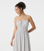 Robe nuisette midi fluide à pois avec lien à nouer à l’avant