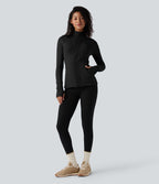 Veste polaire PuffFlex 3-en-1 à col montant et manches longues avec passe-pouces et gilet matelassé avec poches