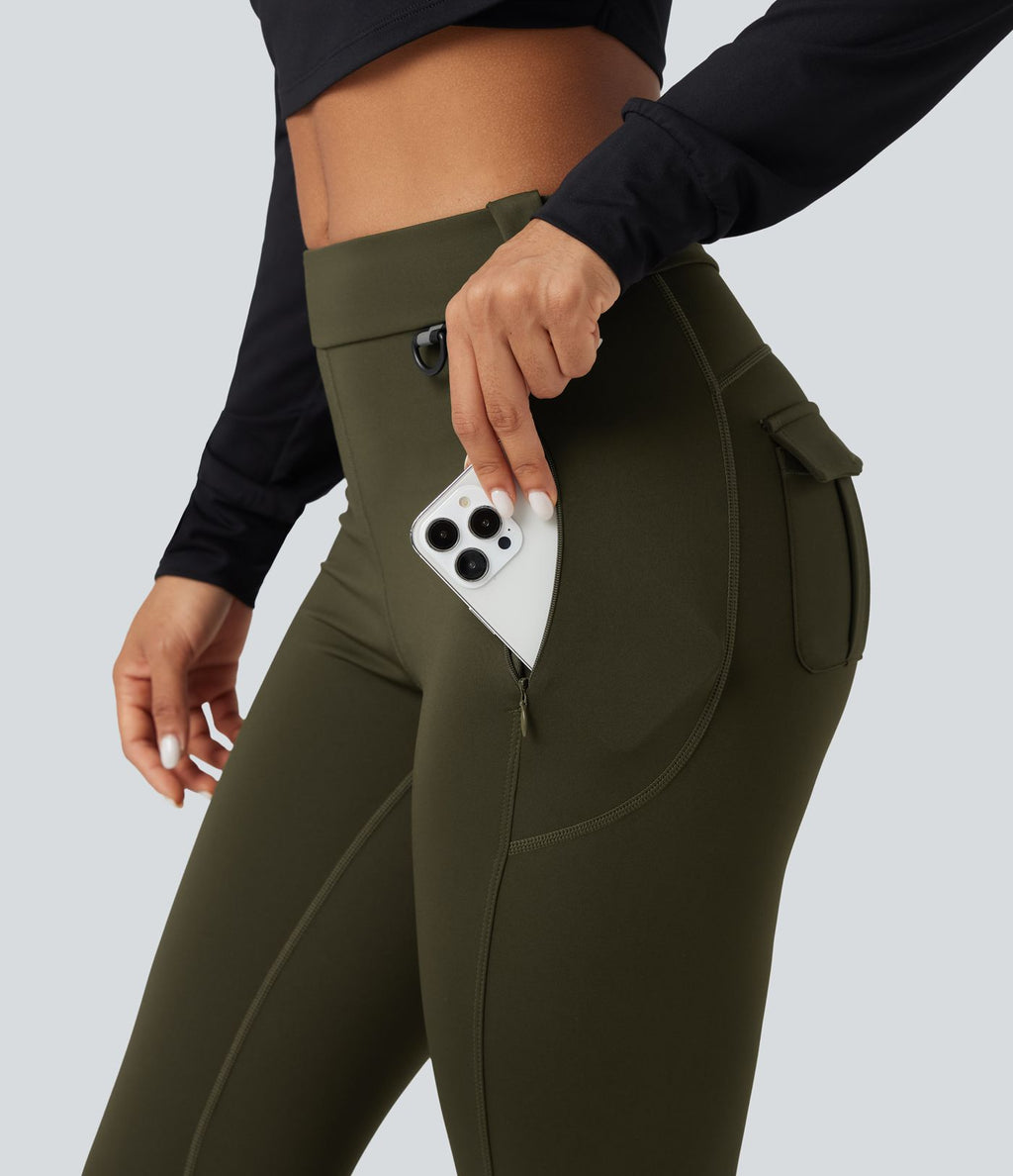Legging cargo de randonnée résistant à l'usure taille mi-haute avec poches