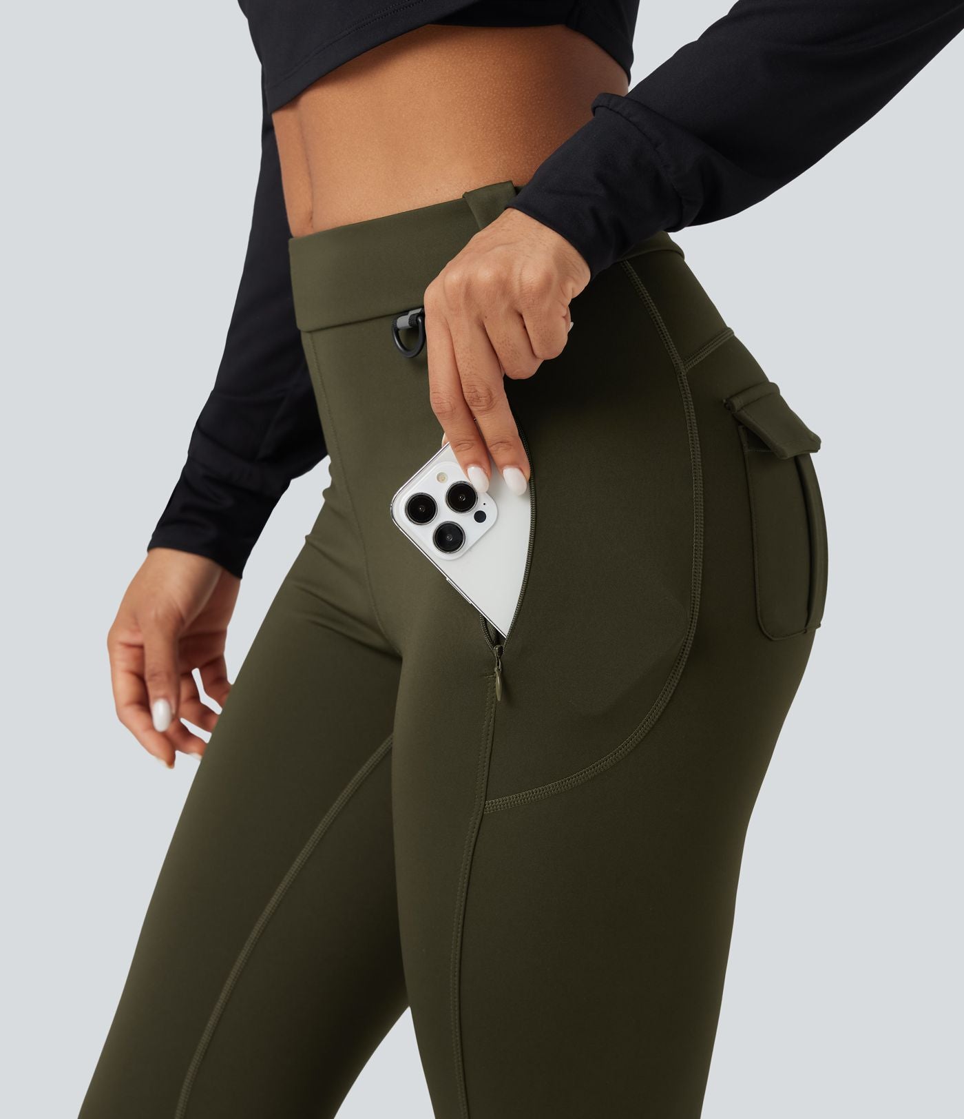 Legging cargo de randonnée résistant à l'usure taille mi-haute avec poches