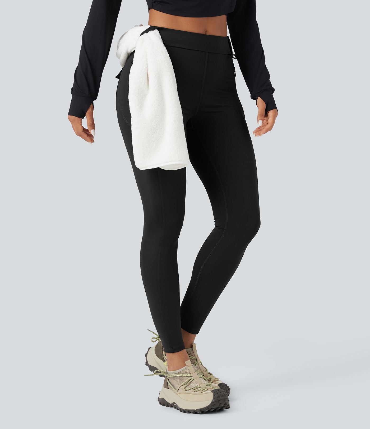 Legging cargo de randonnée résistant à l'usure taille mi-haute avec poches