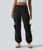 Jogging cargo taille mi-haute avec cordon de serrage réglable et poches