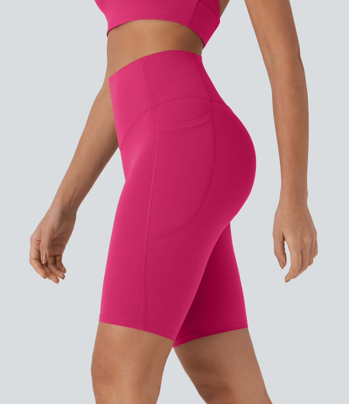 Short cycliste 22,8 cm d'entraînement gainant taille haute avec poches Halara UltraSculpt™