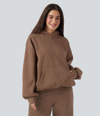 Sweat à capuche en coton molleton manches longues avec poches