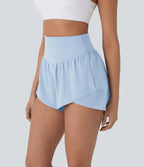 Breezeful™ Short yoga taille haute avec poche arrière ourlet croisé séchage rapide