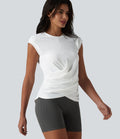 Haut de sport running col rond manches courtes ourlet croisé effet frais InstantCool séchage rapide, protection solaire UPF50+