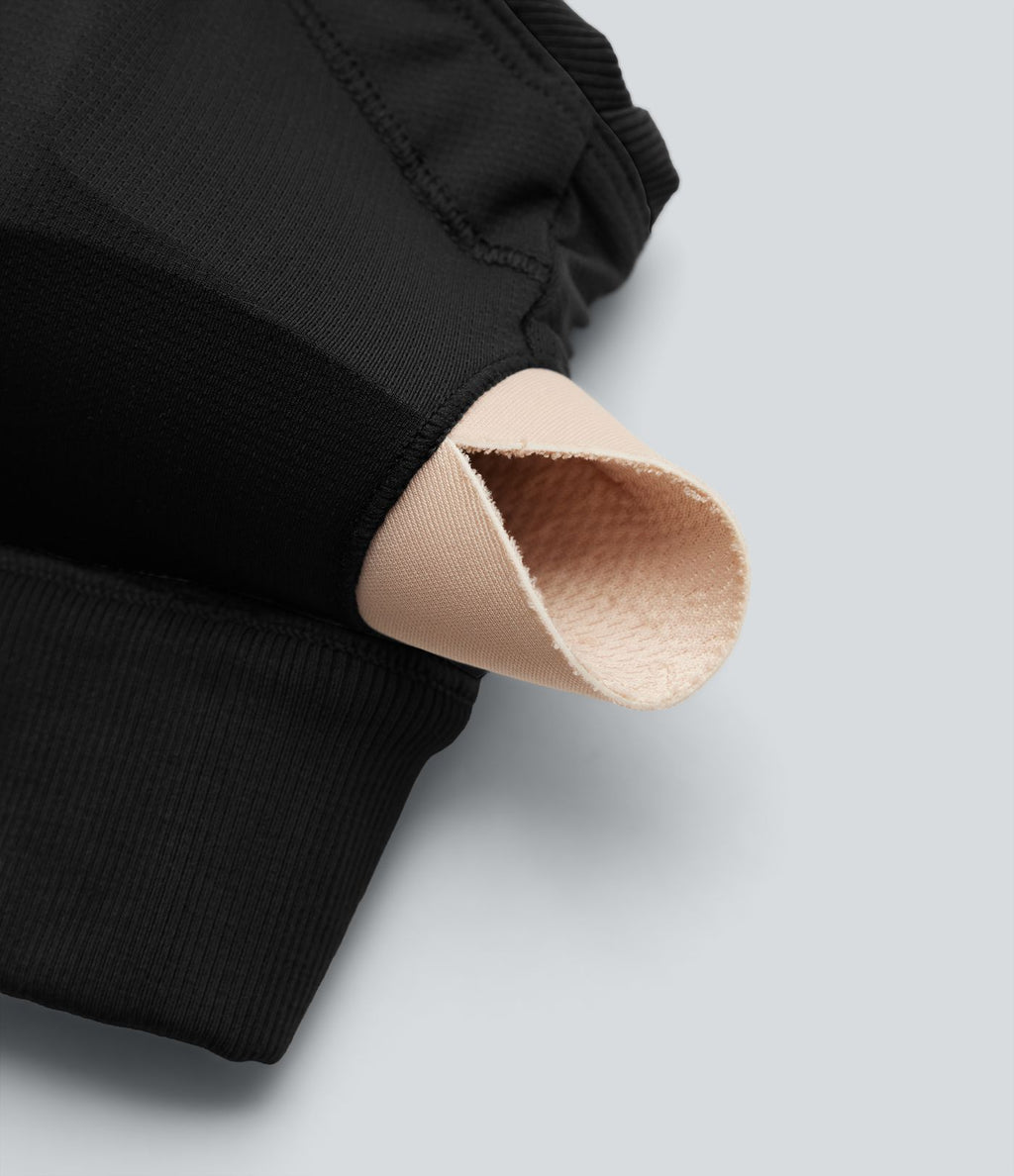 Brassière de yoga côtelée maintien léger à col V avec bretelles croisées et coussinets amovibles