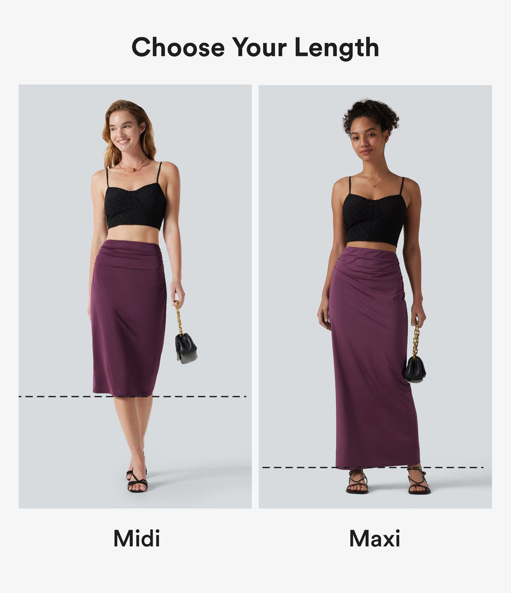 Jupe crayon longue taille haute effet frais InstantCool avec fronces