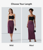 Jupe crayon longue taille haute effet frais InstantCool avec fronces