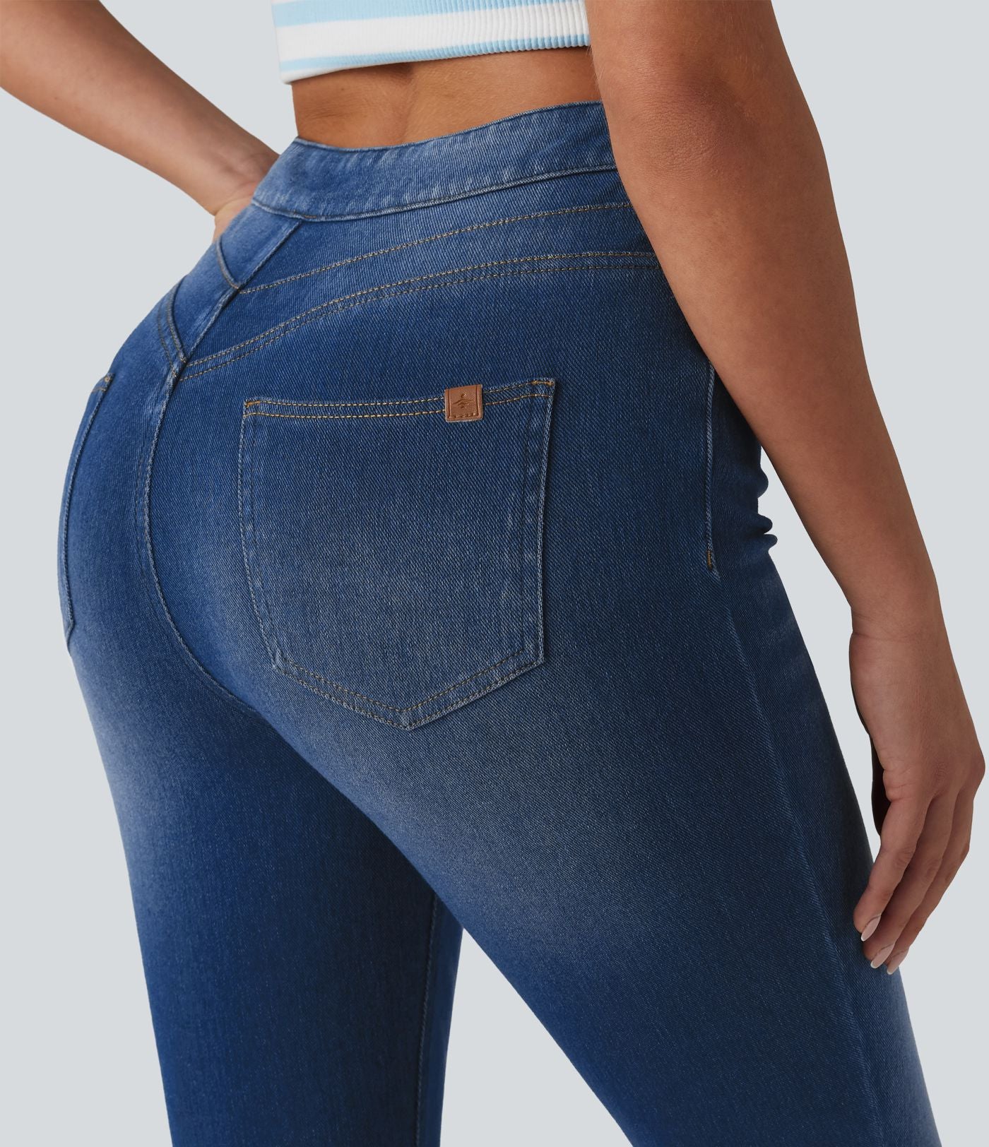 Legging 7/8 casual denim Halara Flex™ gainant taille haute avec poches