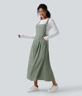 Robe décontractée midi fluide à rayures avec poches