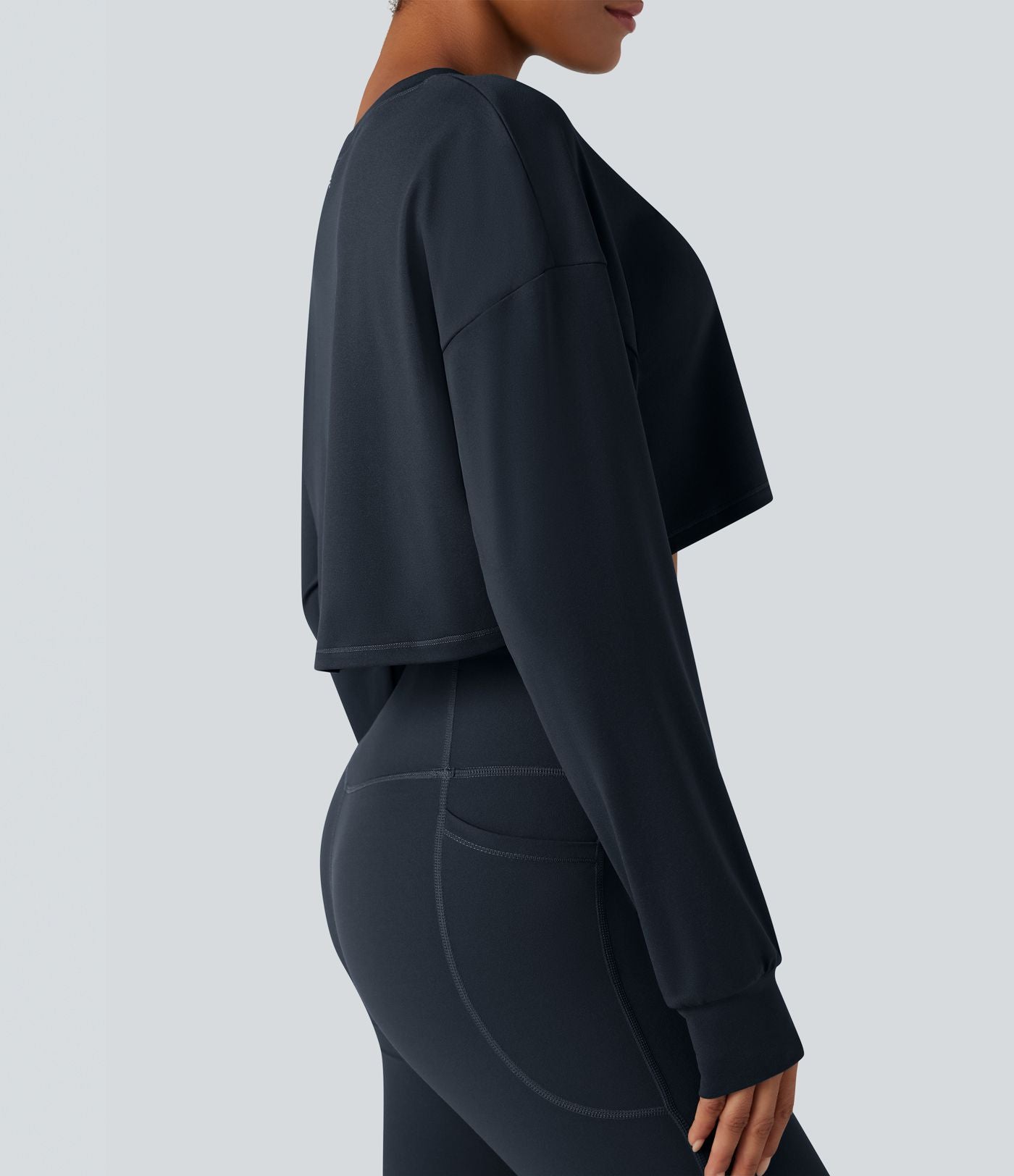 Top de sport yoga court col rond manches chauve-souris