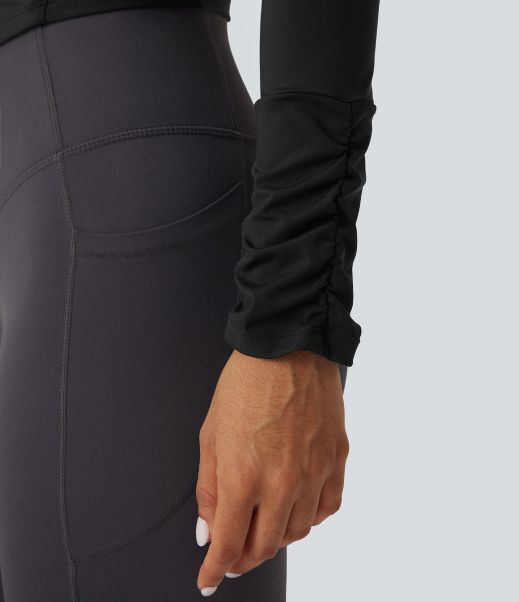 Haut de sport entraînement SoftlyZero™ Airy col carré manches longues froncé effet frais InstantCool