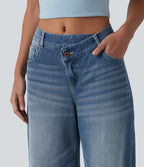 Jean large décontracté Halara Flex™ asymétrique taille mi-haute avec poches
