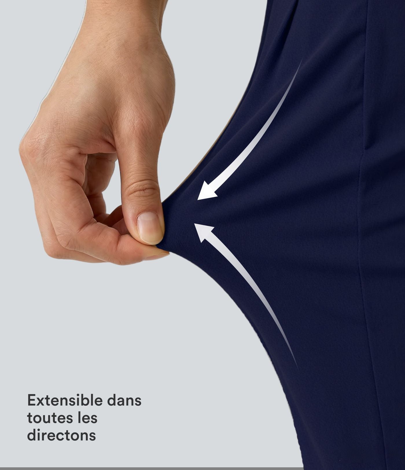 Pantalon casual fuselé 7/8 taille mi-haute plissé en popeline extensible à ourlet retroussé avec poches