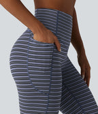 Halara UltraSculpt™ Legging de course à rayures jacquard taille haute ventre plat avec poches