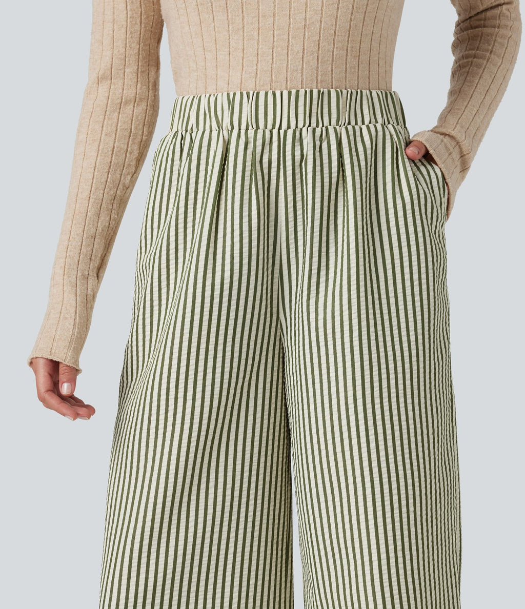 Pantalon d'intérieur ample taille haute à rayures avec poches