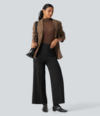 Pantalon large esprit bureau Halara Flex™ taille haute avec plis nervurés