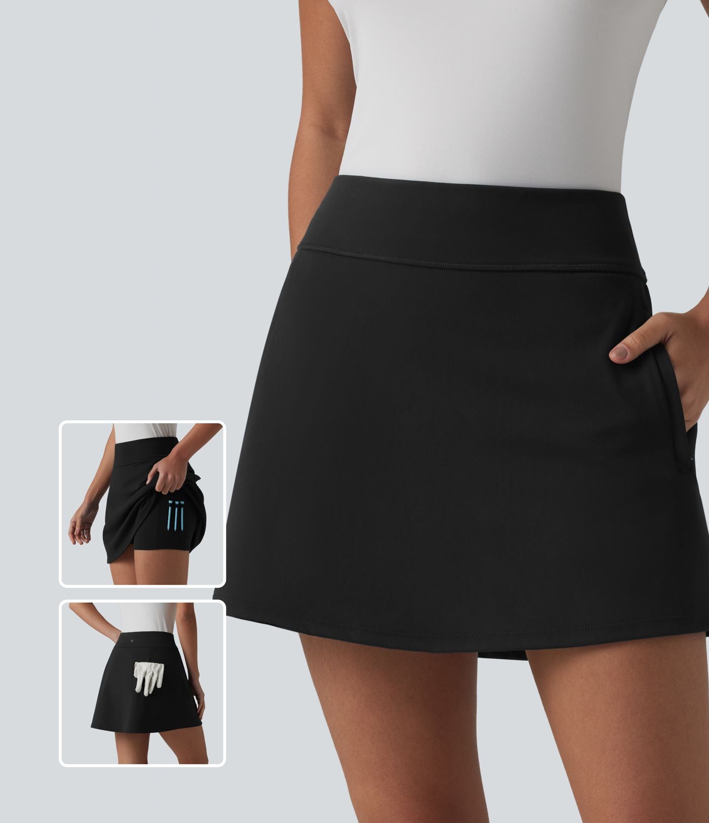 Jupe mini de golf 2 en 1 DayStretch taille haute avec poches