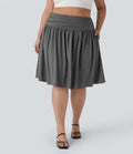 Jupe grande taille fluide froncée taille haute avec poches