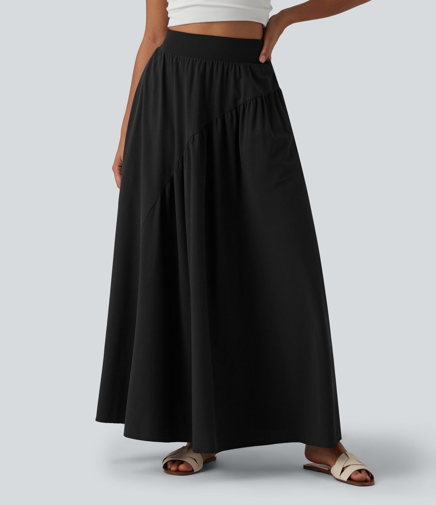 Breezeful™ Jupe maxi décontractée fluide taille haute à séchage rapide avec poches