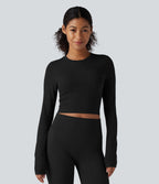 Haut de yoga chaud court col rond manches longues sans coutures OneForm Seamless Flow