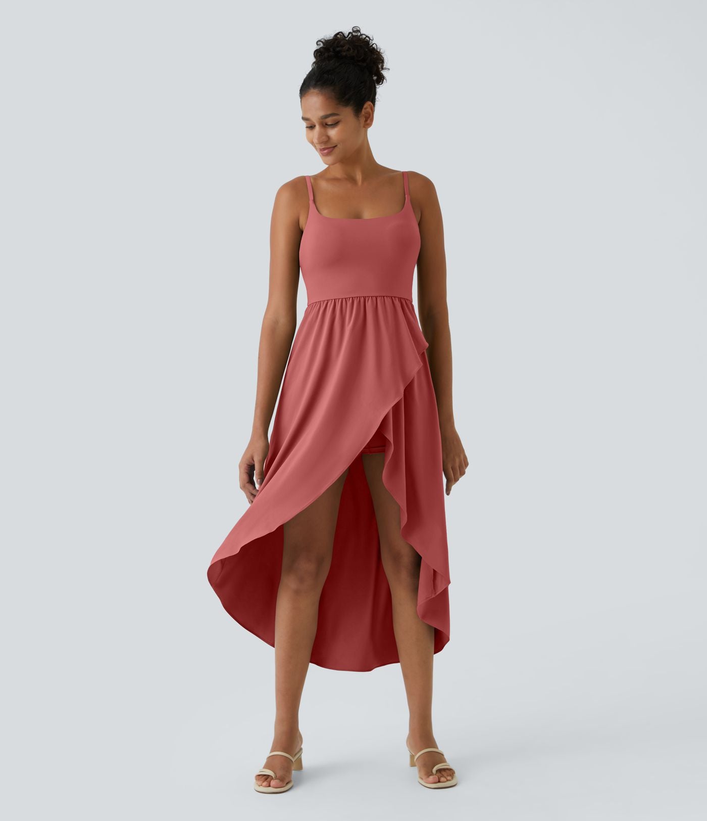 Breezeful™ Robe Casual 2 Pièces Dos Nu Haut Bas Poche Latérale Fluide Séchage Rapide