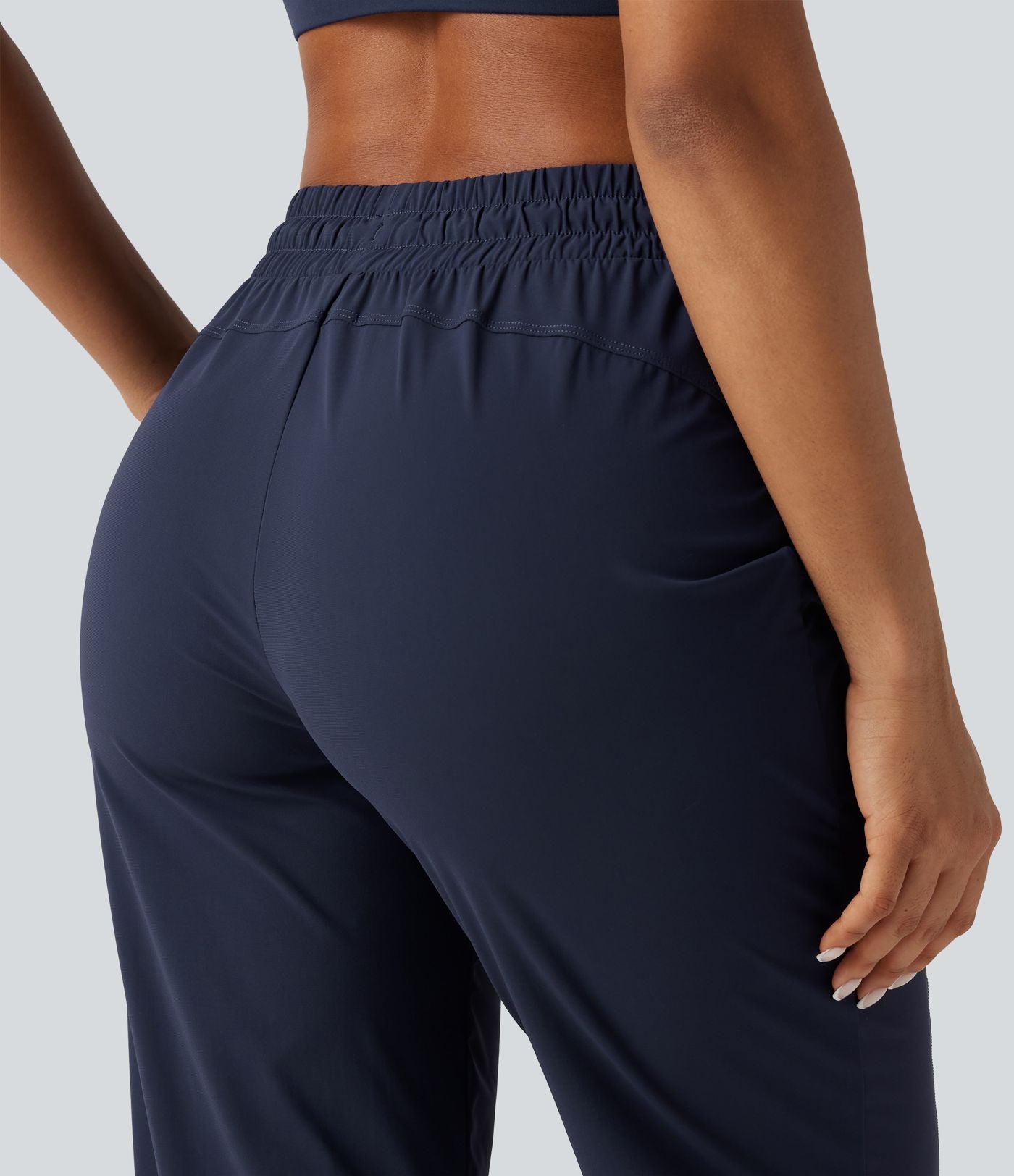 Jogging de running taille haute, cordon de serrage, fronces, coupe fuselée, séchage rapide, à effet frais InstantCool, avec poches, protection solaire UPF40+